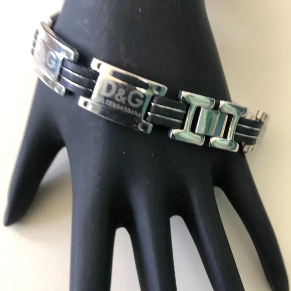 Dolce Gabbana Authentic Silver Tone/Black Bracelet